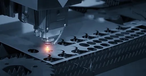 The CNC laser cut machine while cutting 